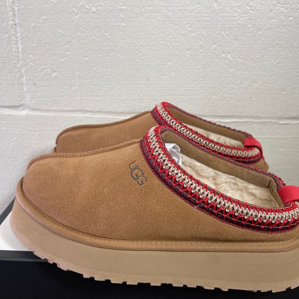 UGG Tazz II 1122553 Slippers Chestnut Suede Platform Slip On Women's Size 9 US - Picture 6 of 14